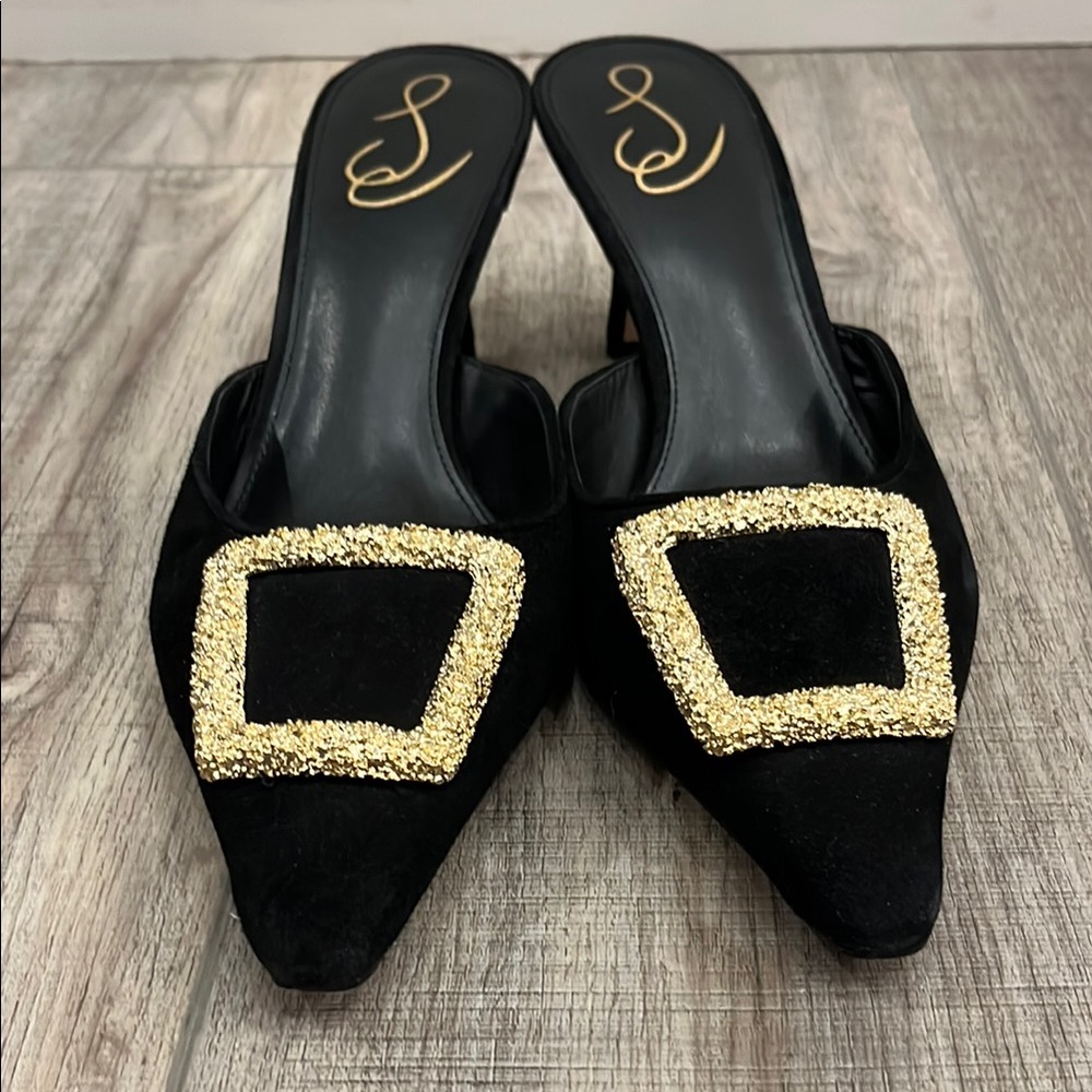 Black Suede Sam Edelman Brit Kitten Heel Mule - Picture 3 of 3